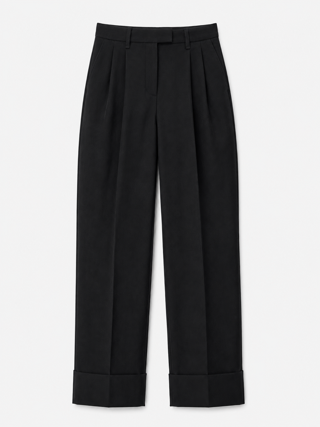 Turn-Up Tailored Wool Trousers
