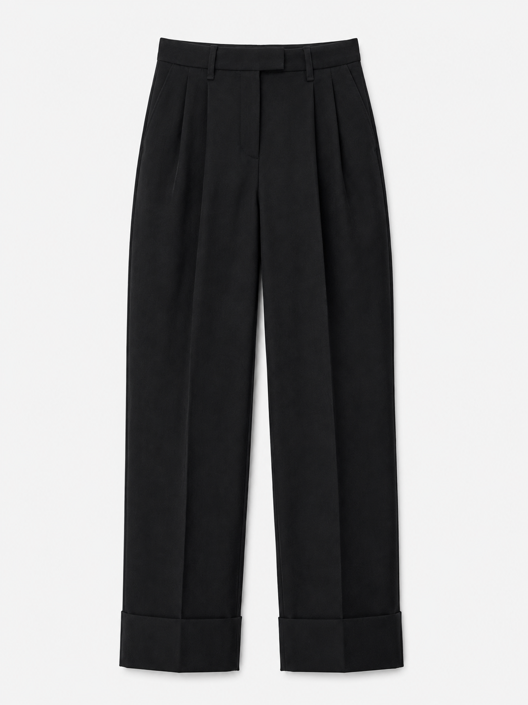Turn-Up Tailored Wool Trousers