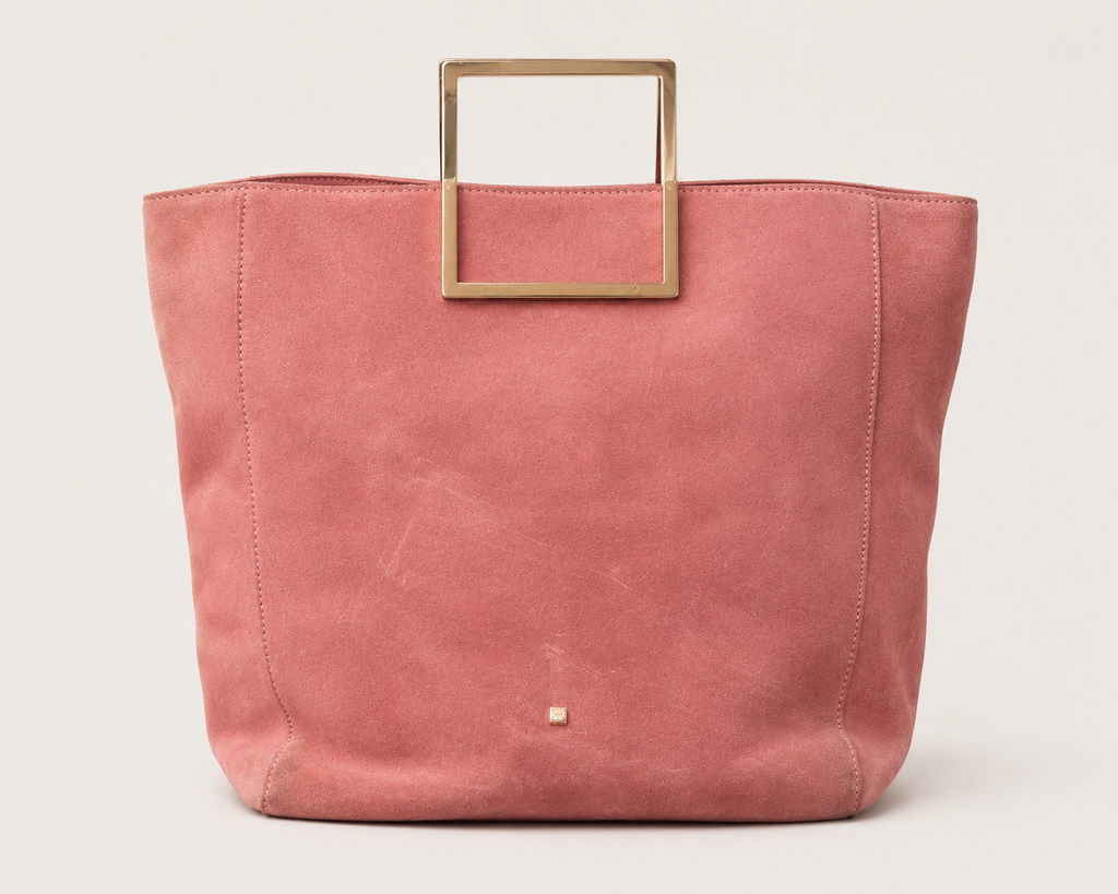 Block Suede Top Handle Bag