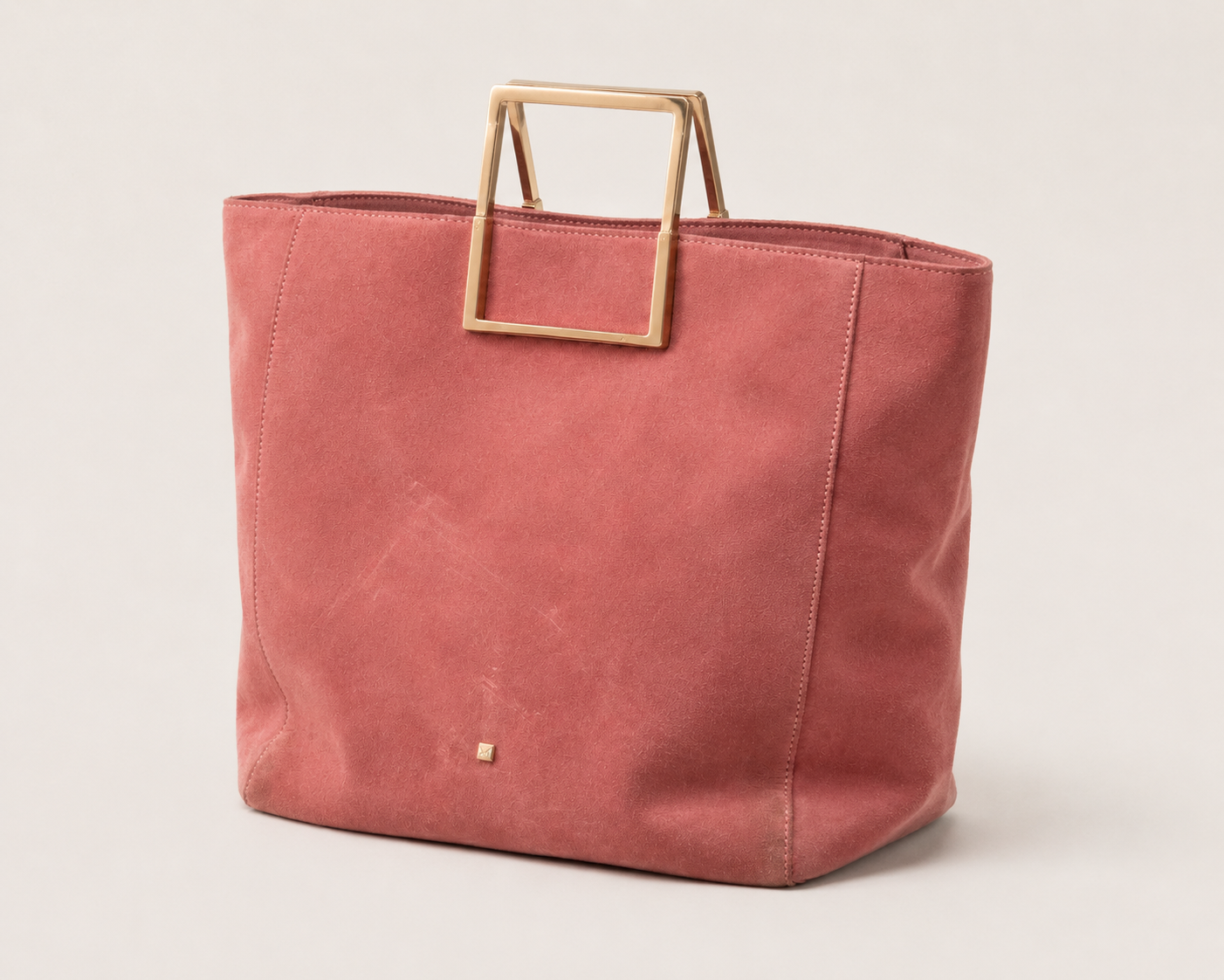 Block Suede Top Handle Bag