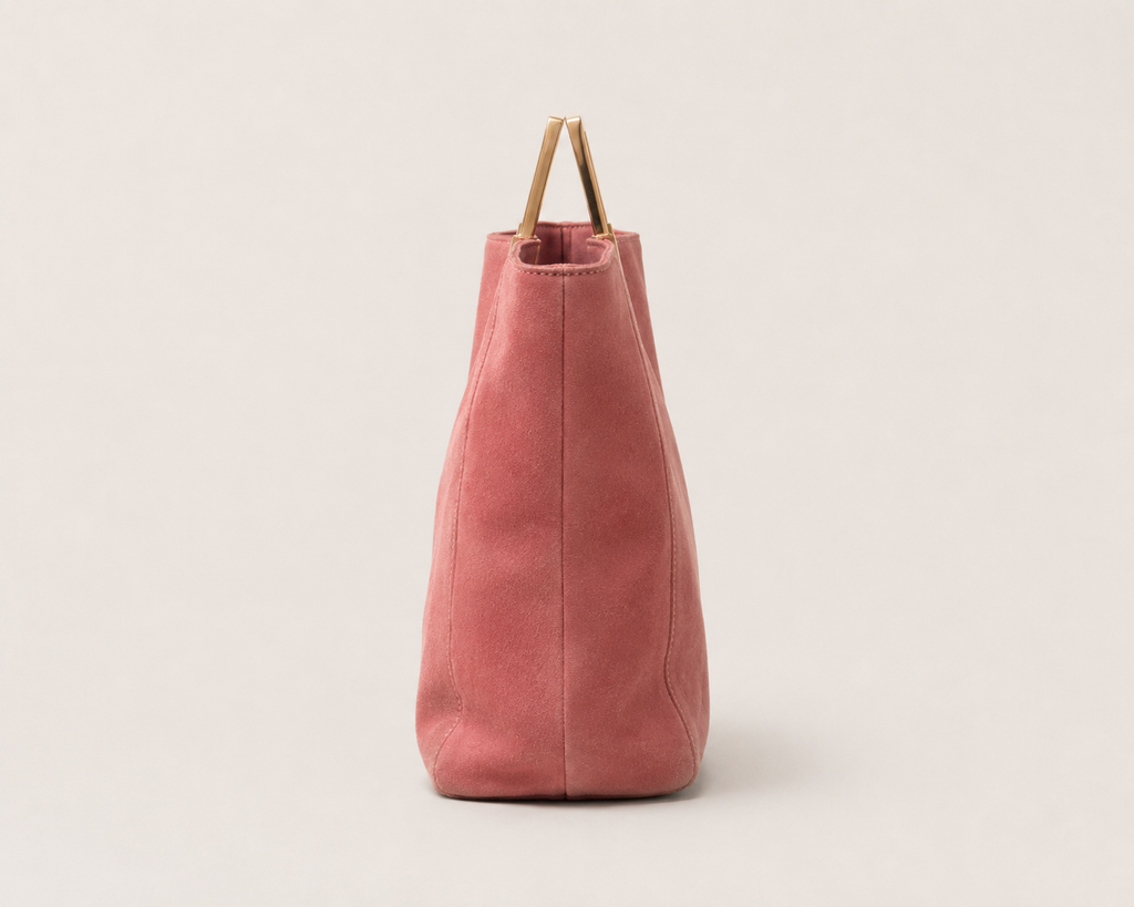 Block Suede Top Handle Bag
