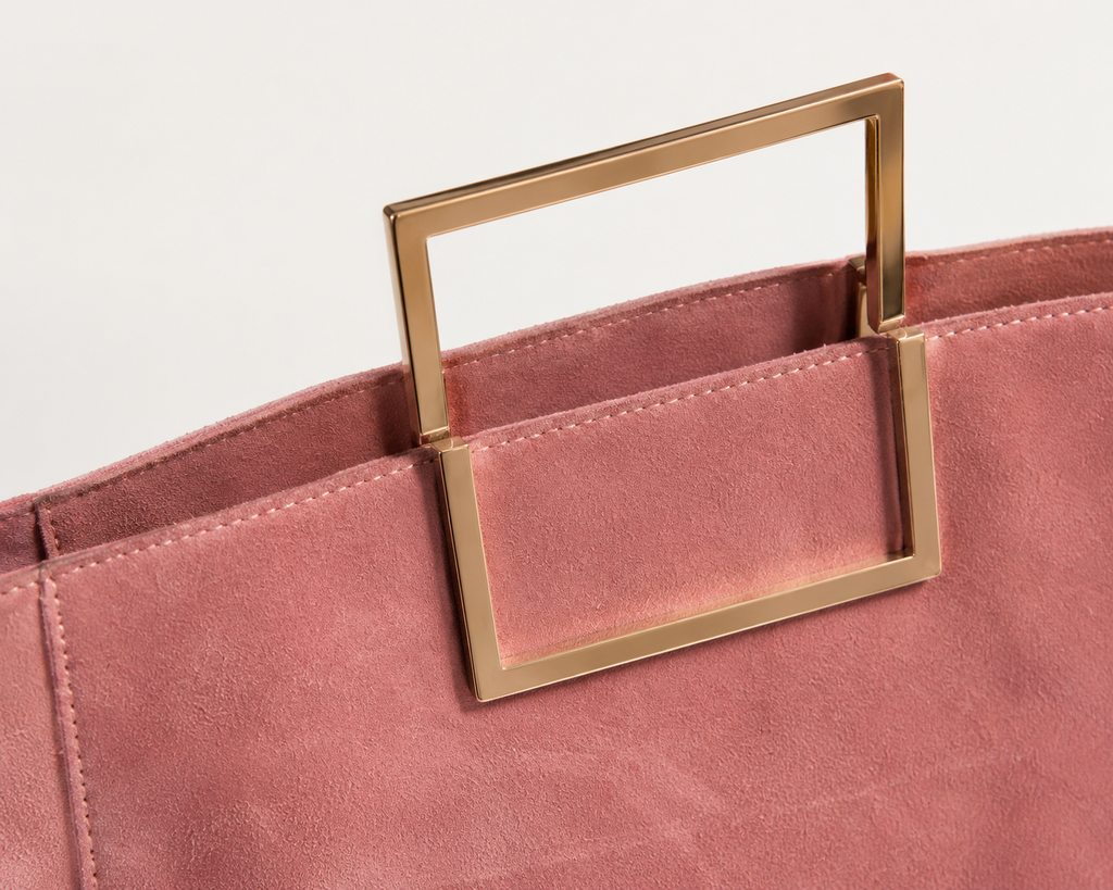 Block Suede Top Handle Bag