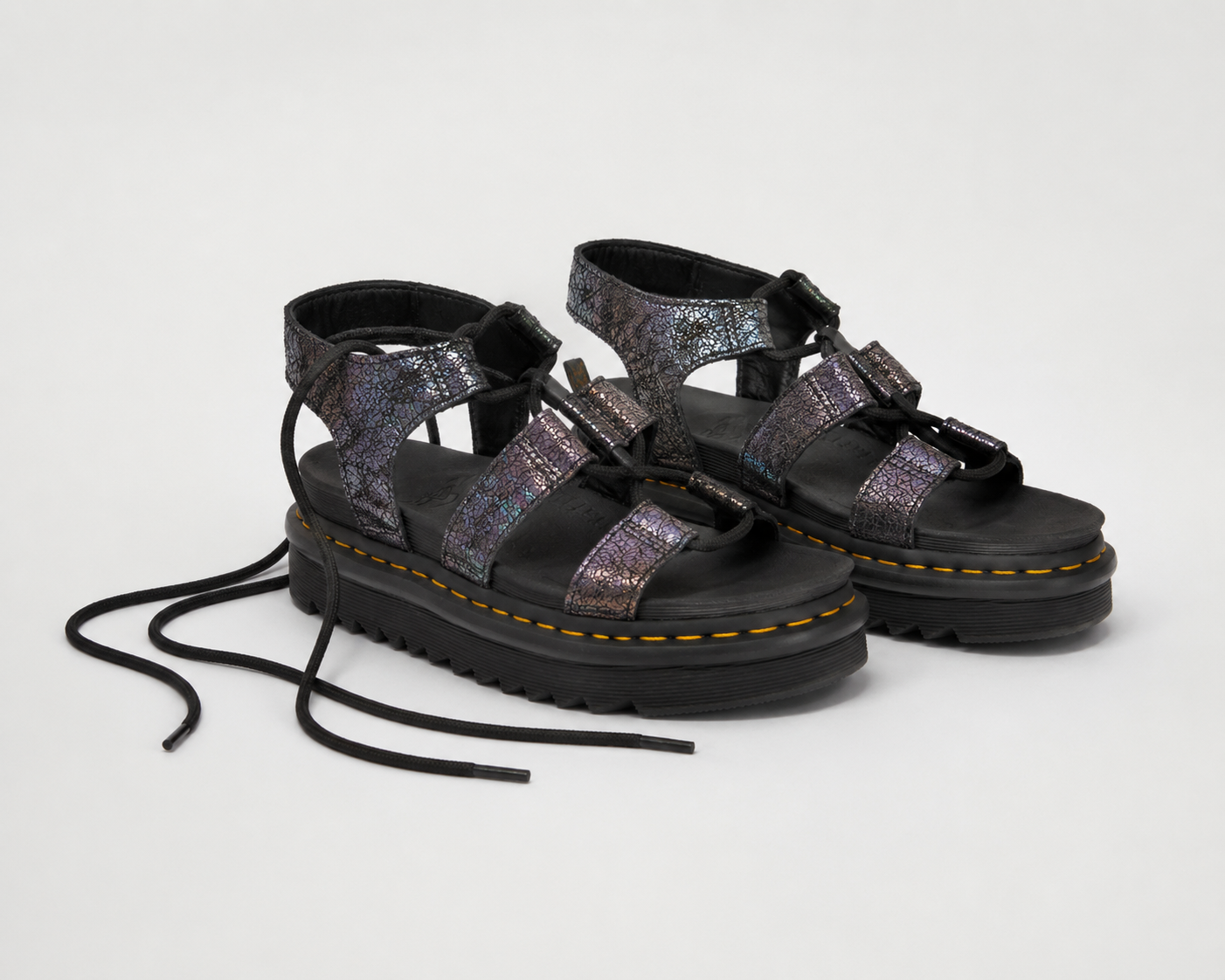 Lace-Up Leather Platform Sandals