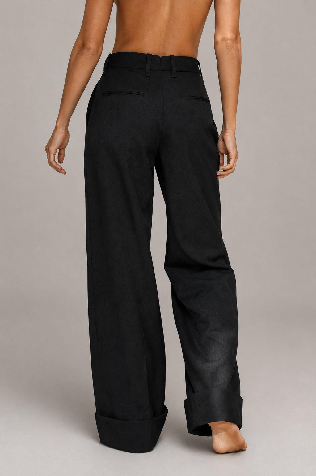 Turn-Up Tailored Wool Trousers