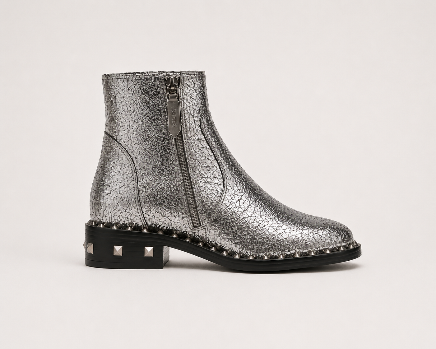 Silver Leather Studded Boots
